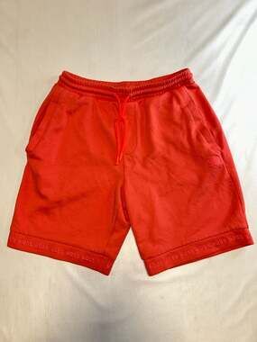Hugo Boss Men's Sweat Shorts Red Drawstring Size Medium Logo Hem
